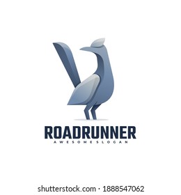 Vector Logo Illustration Road Runner Gradient Colorful Style.