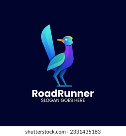 Vector Logo Illustration Road Runner Gradient Colorful Style