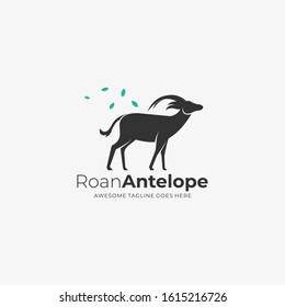 Vector Logo Illustration Roan Antelope Silhouette Style