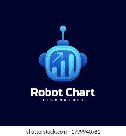 Vector Logo Illustration Robot Chart Gradient Colorful Style.