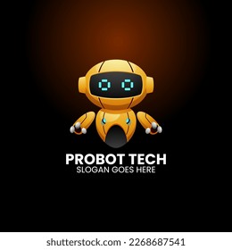 Vector Logo Illustration Robot Gradient Colorful Style