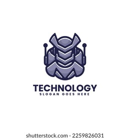 Logo vector Ilustración Estilo de arte de la línea Robot
