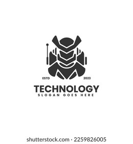 Vector Logo Illustration Robot silhouette Style