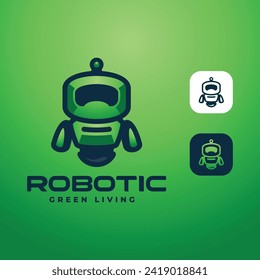 Logo Vector Ilustración Robótica Estilo Mascota Simple.