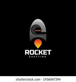 Vector Logo Illustration Rocket Gradient Colorful Style.