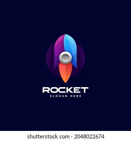 Vector Logo Illustration Rocket Gradient Colorful Style.