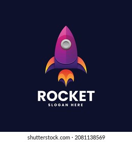 Vector Logo Illustration Rocket Gradient Colorful Style.