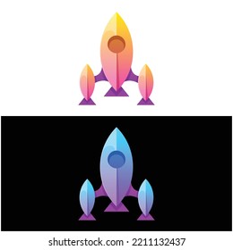 Vector logo illustration rocket  gradient colorful style