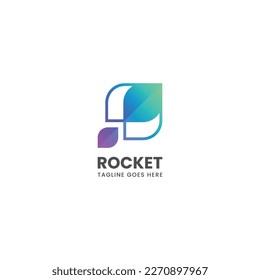 Vector Logo Illustration Rocket Gradient Colorful Style.