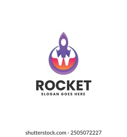 Vector Logo Illustration Rocket Gradient Colorful Style