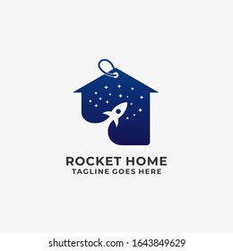 Vector Logo Illustration Rocket Home Negative Space