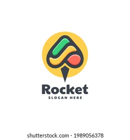 Logotipo vectorial Ilustración Rocket Simple Mascot Style.