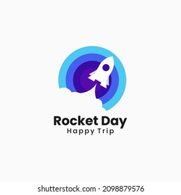Vector Logo Illustration Rocket Simple Mascot Style.