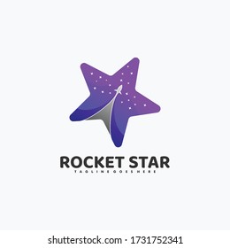 Vector Logo Illustration Rocket Stars Gradient Colorful Style