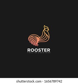 Vector Logo Illustration Rooster Elegant Gradient Colorful Style