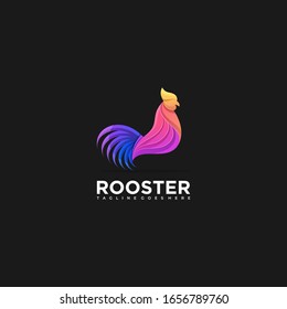 Vector Logo Illustration Rooster Elegant Gradient Colorful Style