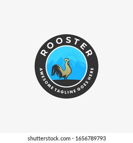 Vector Logo Illustration Rooster Elegant Vintage Badge Style