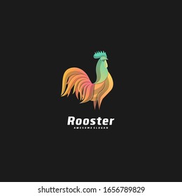 Vector Logo Illustration Rooster Gradient Colorful Style