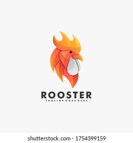 Vector Logo Illustration Rooster Gradient Colorful Style.