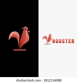 Ilustración del logotipo vectorial Estilo de color gradiente del gallo.