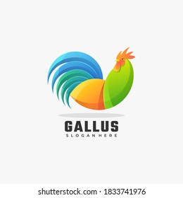 Vector Logo Illustration Rooster Gradient Colorful Style.