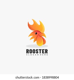 Vector Logo Illustration Rooster Gradient Colorful Style.