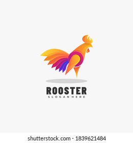 Vector Logo Illustration Rooster Gradient Colorful Style.