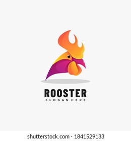 Vector Logo Illustration Rooster Gradient Colorful Style.