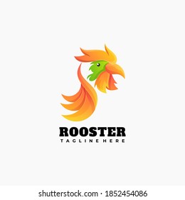 Vector Logo Illustration Rooster Gradient Colorful Style.