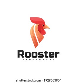 Vector Logo Illustration Rooster Gradient Colorful Style.