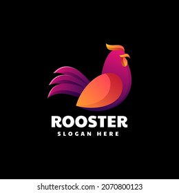 Vector Logo Illustration Rooster Gradient Colorful Style.