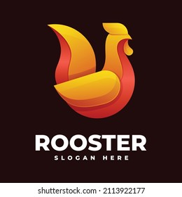 Vector Logo Illustration Rooster Gradient Colorful Style.