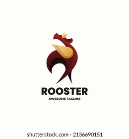 Vector Logo Illustration Rooster Gradient Colorful Style.