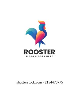 Vector Logo Illustration Rooster Gradient Colorful Style.