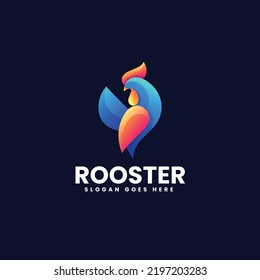 Vector Logo Illustration Rooster Gradient Colorful Style.