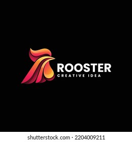 Vector Logo Illustration Rooster Gradient Colorful Style.