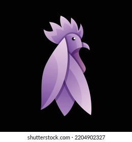 Vector logo illustration rooster gradient colorful style
