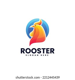 Vector Logo Illustration Rooster Gradient Colorful Style.