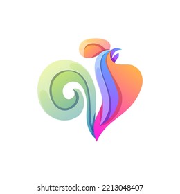 Vector logo illustration rooster gradient colorful style