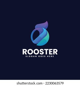 Vector Logo Illustration Rooster Gradient Colorful Style