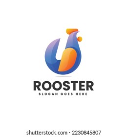Vector Logo Illustration Rooster Gradient Colorful Style