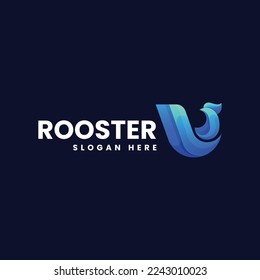 Vector Logo Illustration Rooster Gradient Colorful Style