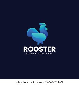 Vector Logo Illustration Rooster Gradient Colorful Style