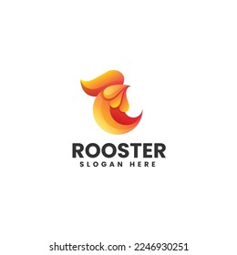 Vector Logo Illustration Rooster Gradient Colorful Style.