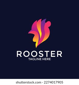 Vector Logo Illustration Rooster Gradient Colorful