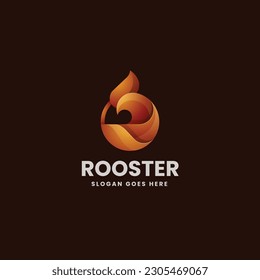 Vector Logo Illustration Rooster Gradient Colorful Style.