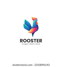 Vector Logo Illustration Rooster Gradient Colorful Style