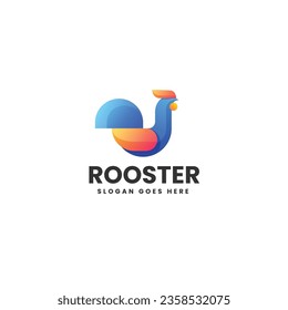 Vector Logo Illustration Rooster Gradient Colorful Style