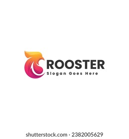 Vector Logo Illustration Rooster Gradient Colorful Style