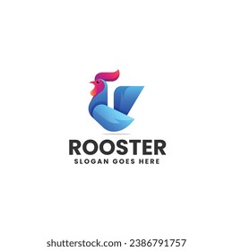 Vector Logo Illustration Rooster Gradient Colorful Style